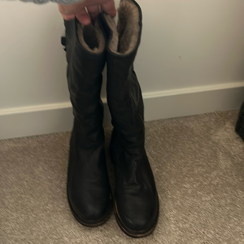 Frye fur lined mid-calf winter boots